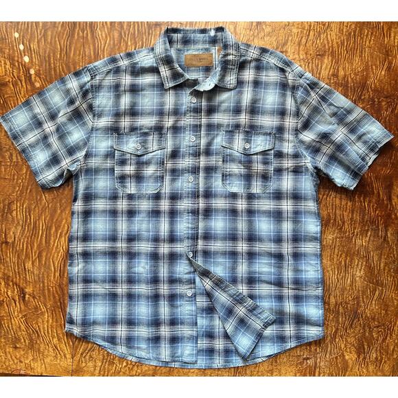 Clear Water Outfitters men’s sz L Blue Plaid 100% Cotton Button-Down Shirt - Picture 1 of 7